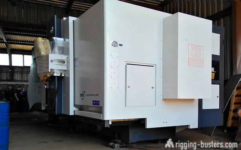 Large machining centre on machinery skates, ready to be moved